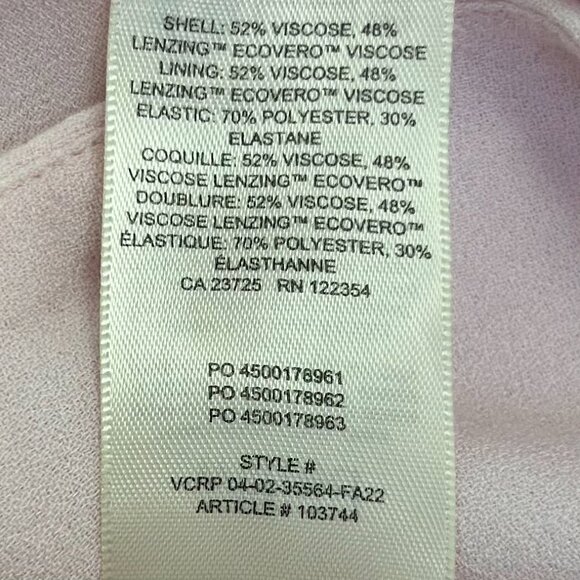 Aritzia Wilfred Novella Pastel Pink Crepe Smocked Crop Top Blouse S Puff Sleeve - Picture 8 of 11